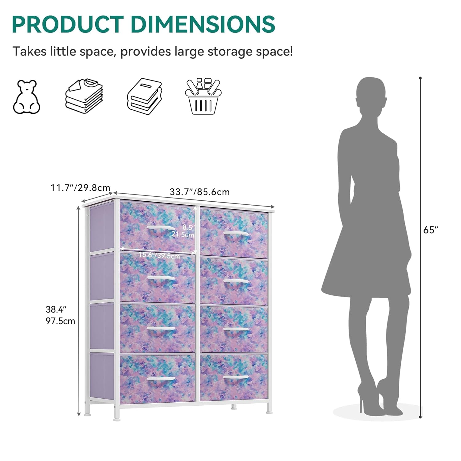 Fabric Dresser With Eight Drawers Storage Organizer