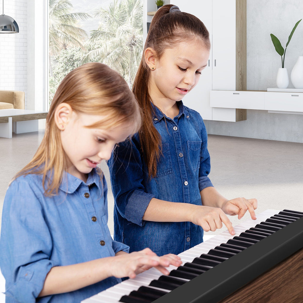 NNECW 61-Key Folding Piano Keyboard with Full Size Keys & Music Stand-0