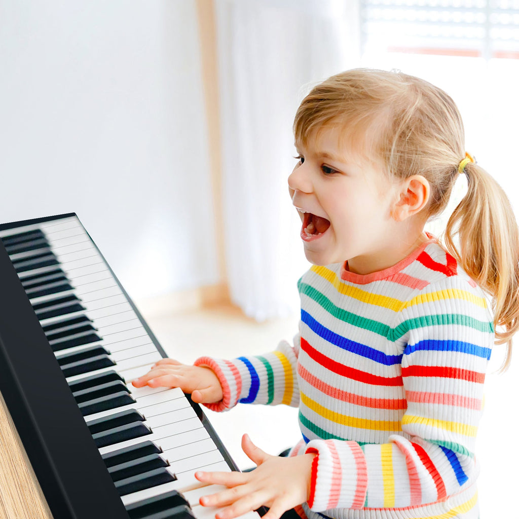 NNECW 61-Key Folding Piano Keyboard with Full Size Keys & Music Stand-1