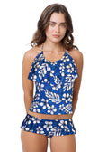 Loco Boutique Blue Plumeria Skirted Bottom
