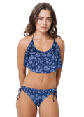 Loco Boutique Floral Stitch Flounce Crop Top