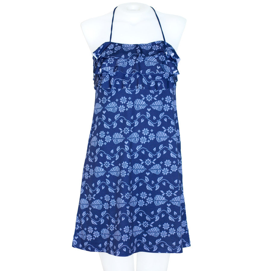 Loco Boutique Floral Stitch 3-Tier Ruffled Front Dress
