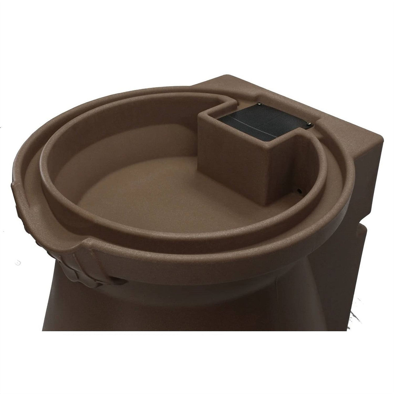 Brown Oak 65 Gallon Plastic Urn Rain Barrel with Planter Top-1