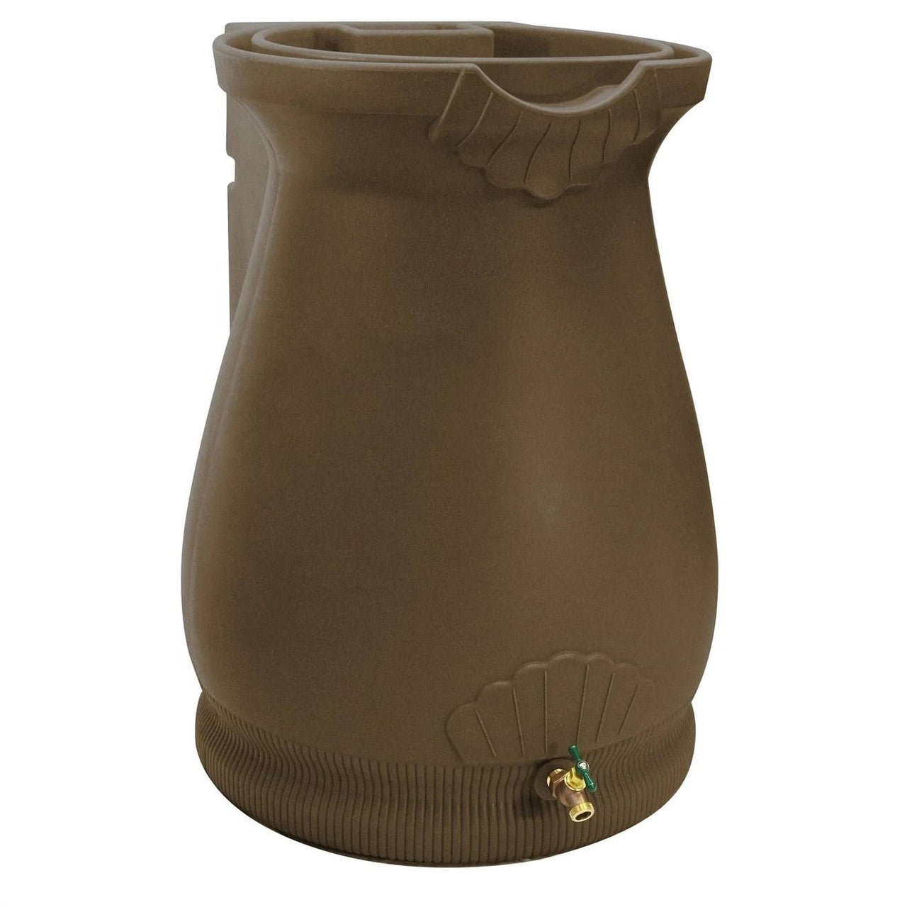 Brown Oak 65 Gallon Plastic Urn Rain Barrel with Planter Top-2
