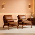 Brown Microfiber Midcentury Modern Accent Chair Set