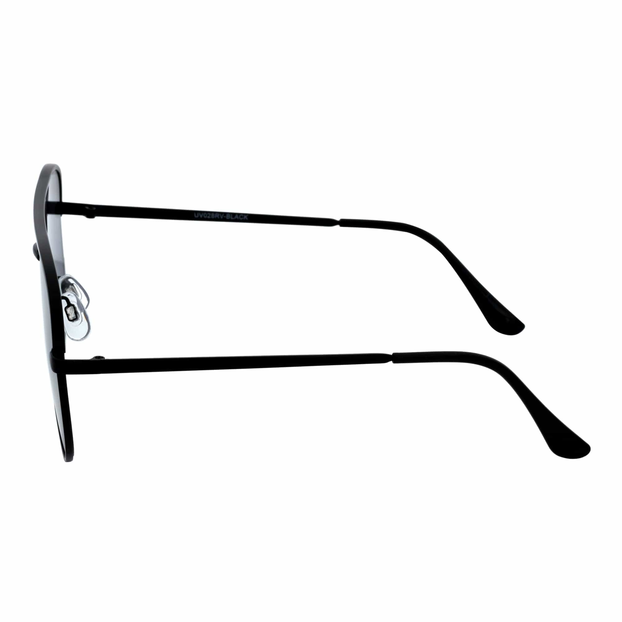 KEY - Oversize Large Flat Lens Metal Aviator Sunglasses Black Silver Mirror-4