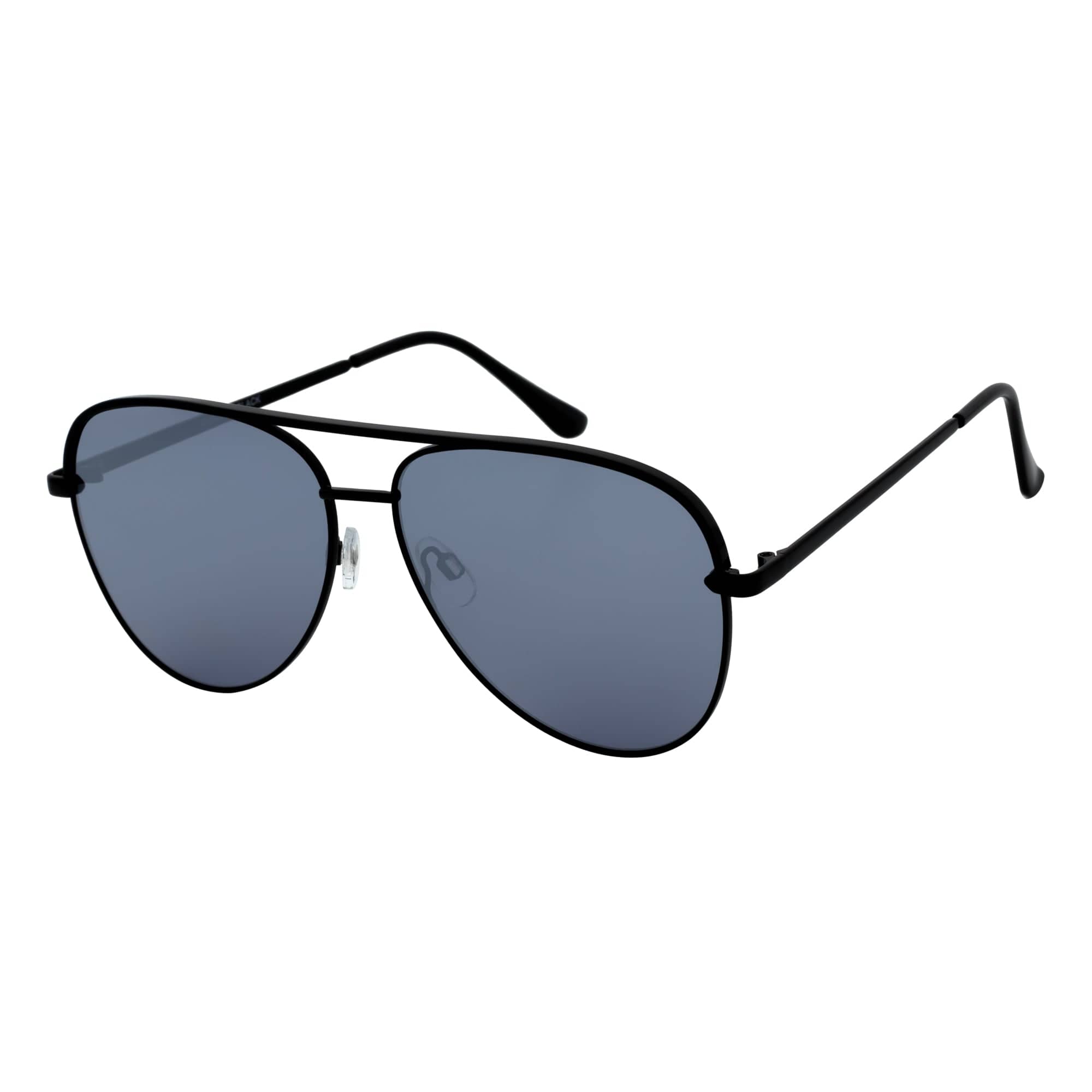 KEY - Oversize Large Flat Lens Metal Aviator Sunglasses Black Silver Mirror-1