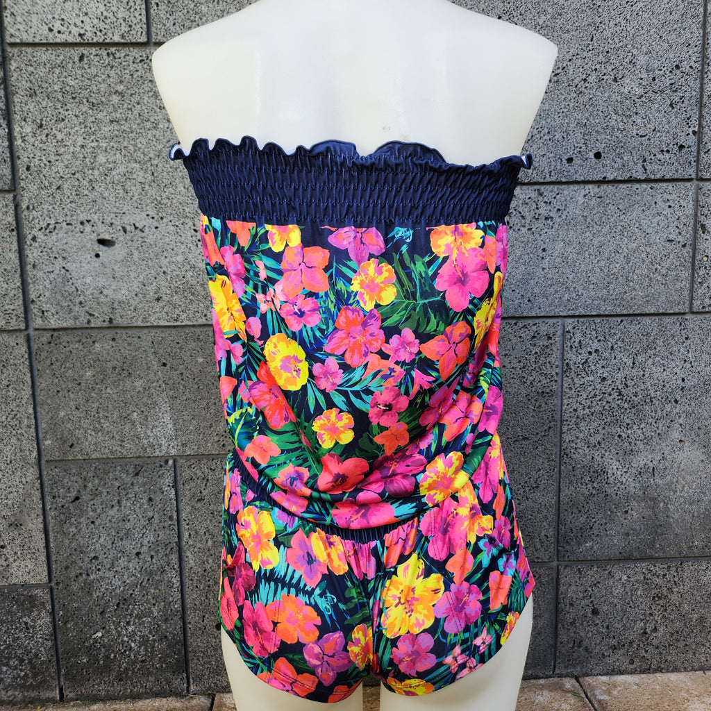 Tropical Flower Strapless Romper